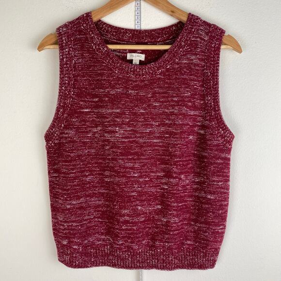 Pilcro Sleeveless Knit Top Size L Red Marled Sweater Vest Casual Anthopologie - Picture 6 of 12